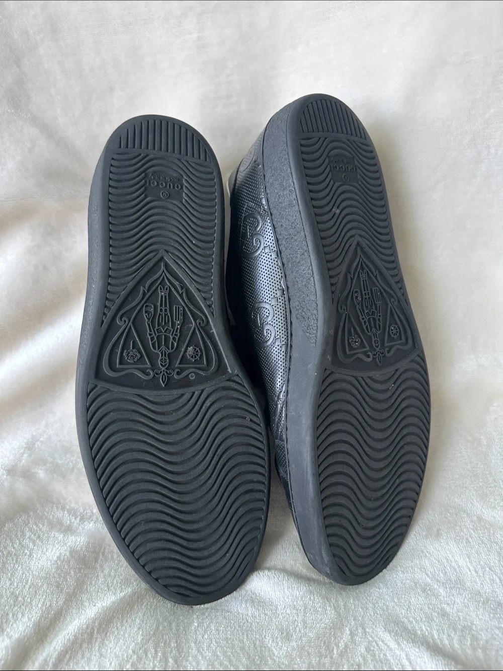 Gucci Black Perforated GG Leather Low-Top Sneakers
